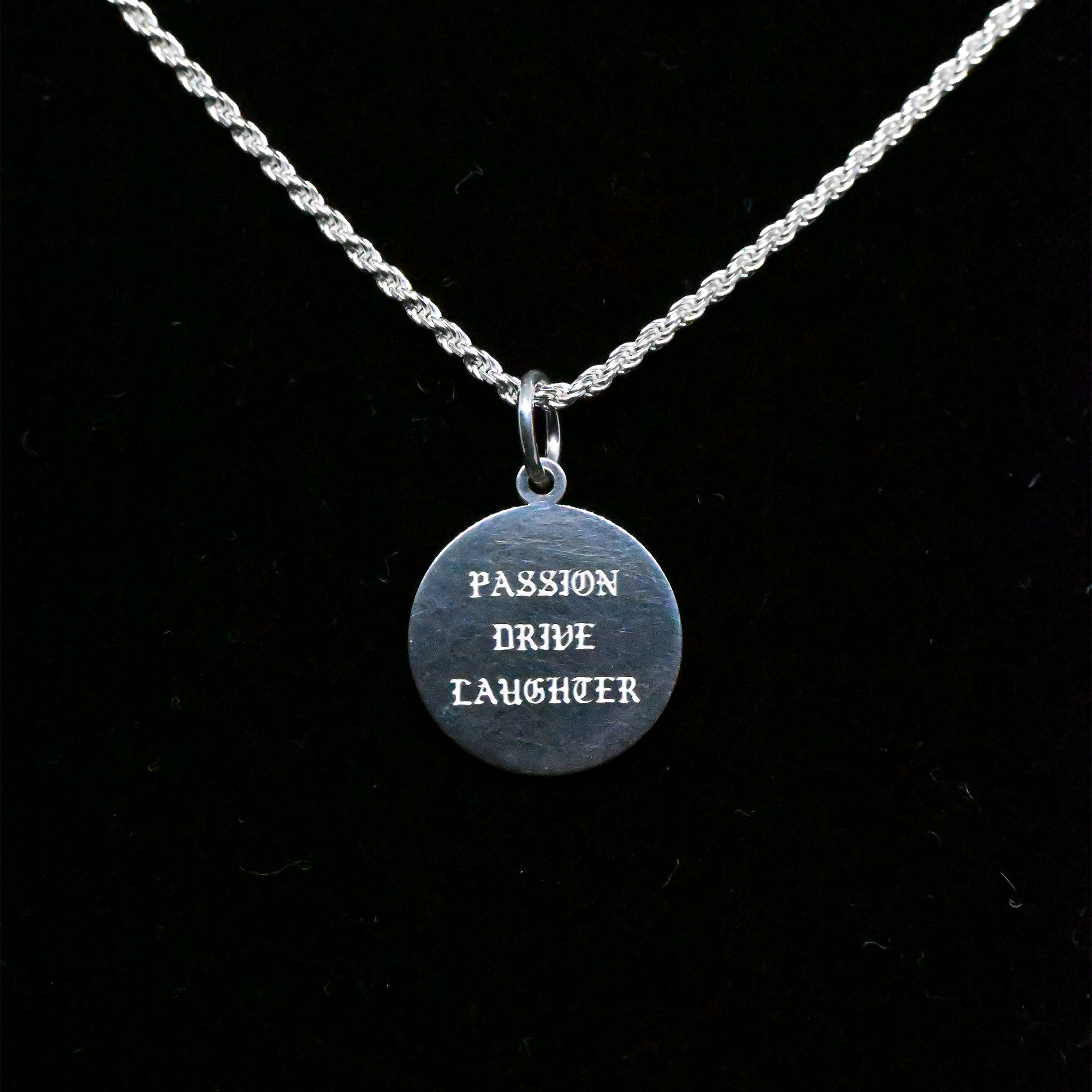 "Passion, Drive, Laughter" Sterling Silver Chain