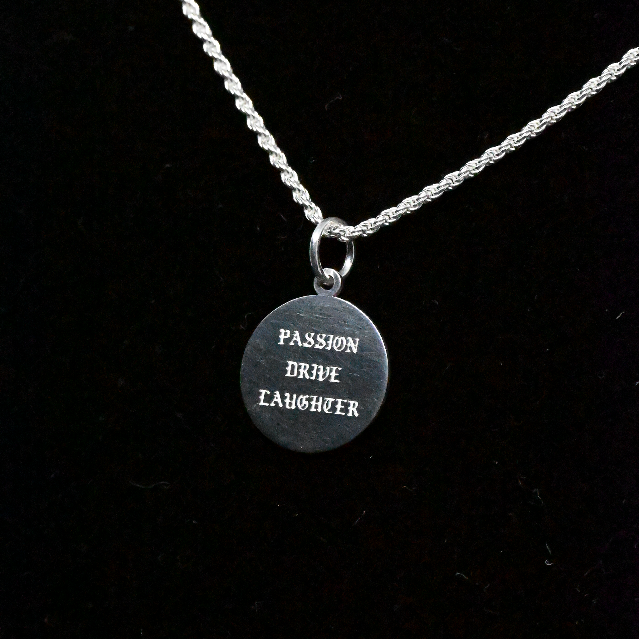 "Passion, Drive, Laughter" Sterling Silver Chain
