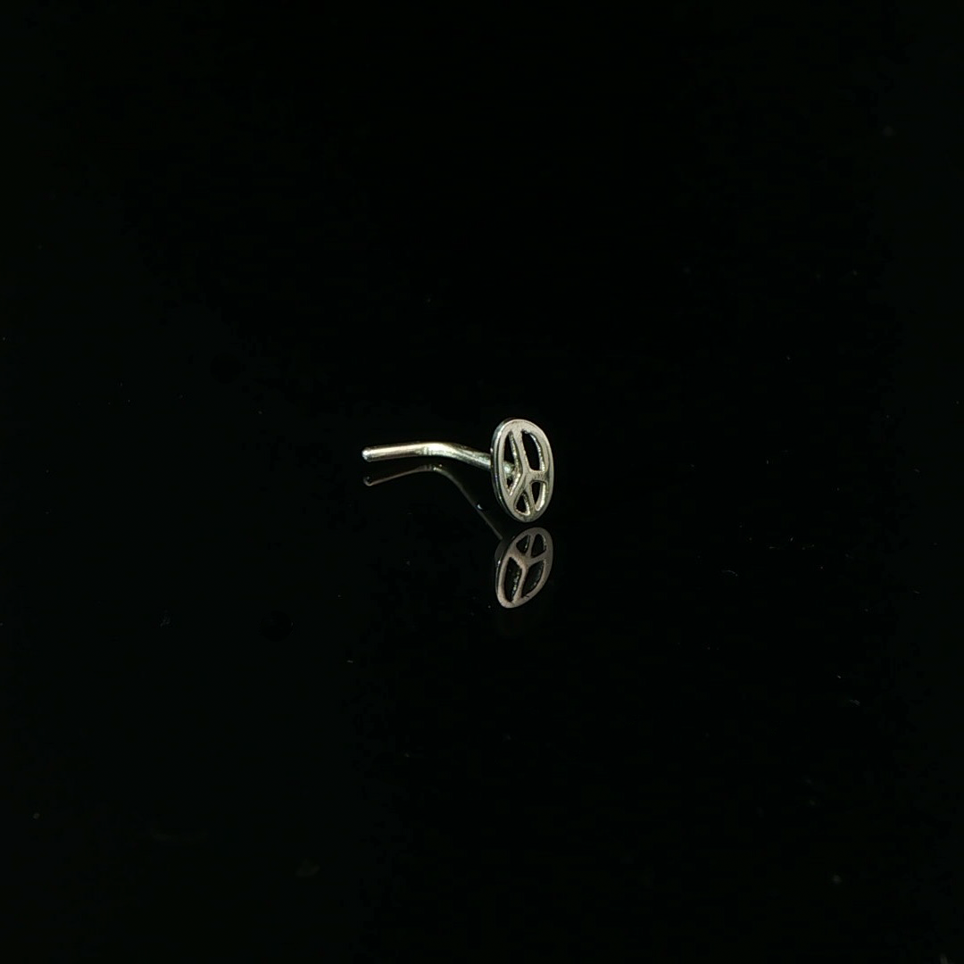 "Peace Sign" Nose Stud - Sterling Silver, L-Shape