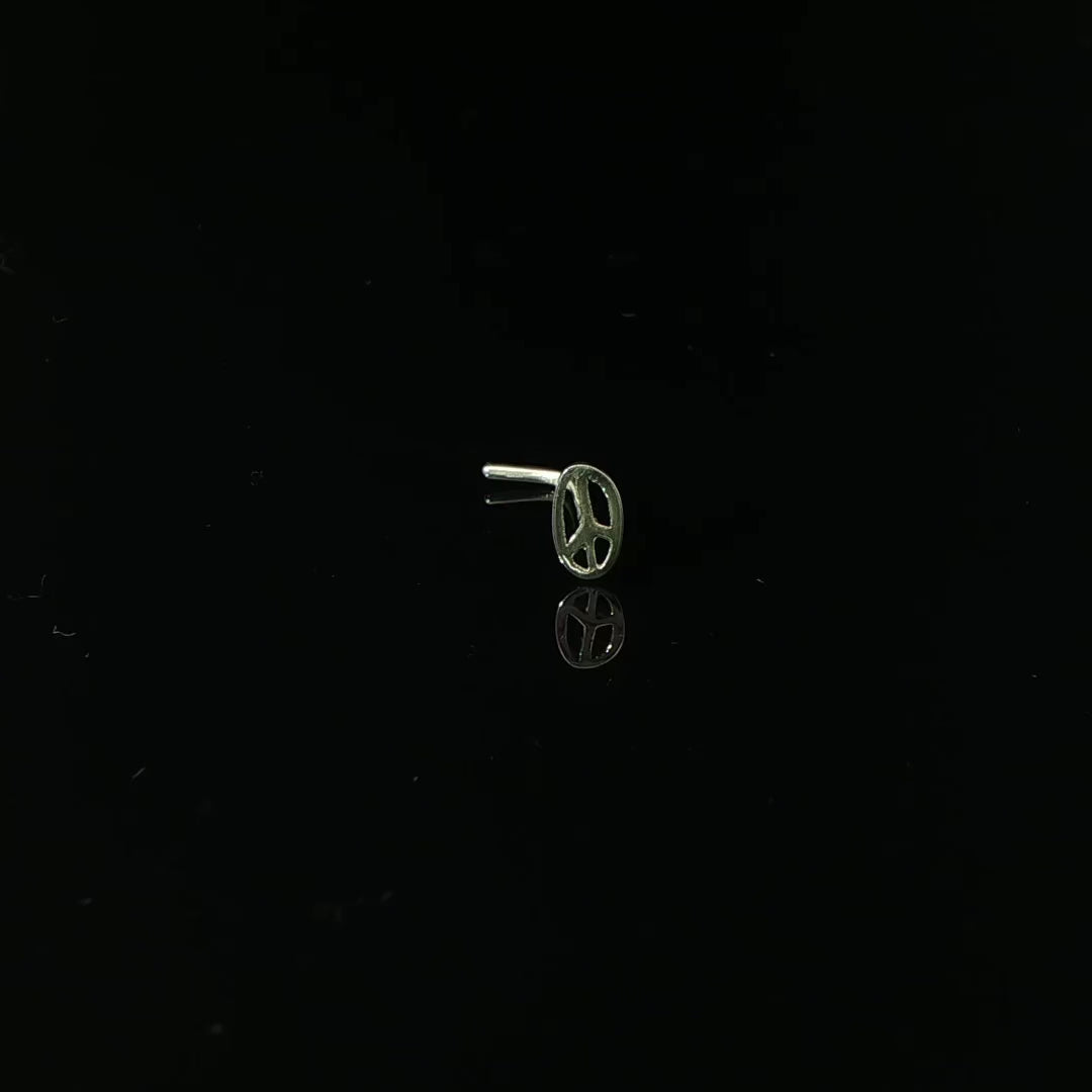 "Peace Sign" Nose Stud - Sterling Silver, L-Shape